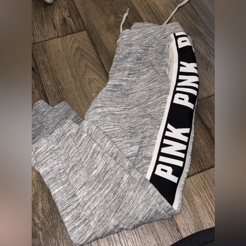 PINK Victoria's Secret Gray Jogger Sweatpants with Bold Logo